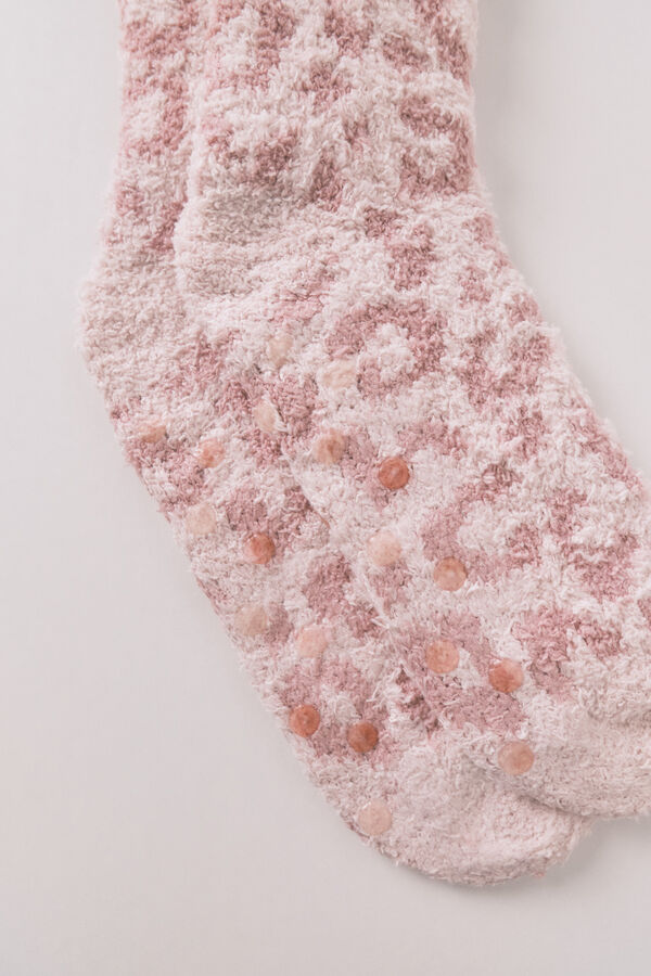 Women'secret Calcetines largos de leopardo rosa rosa