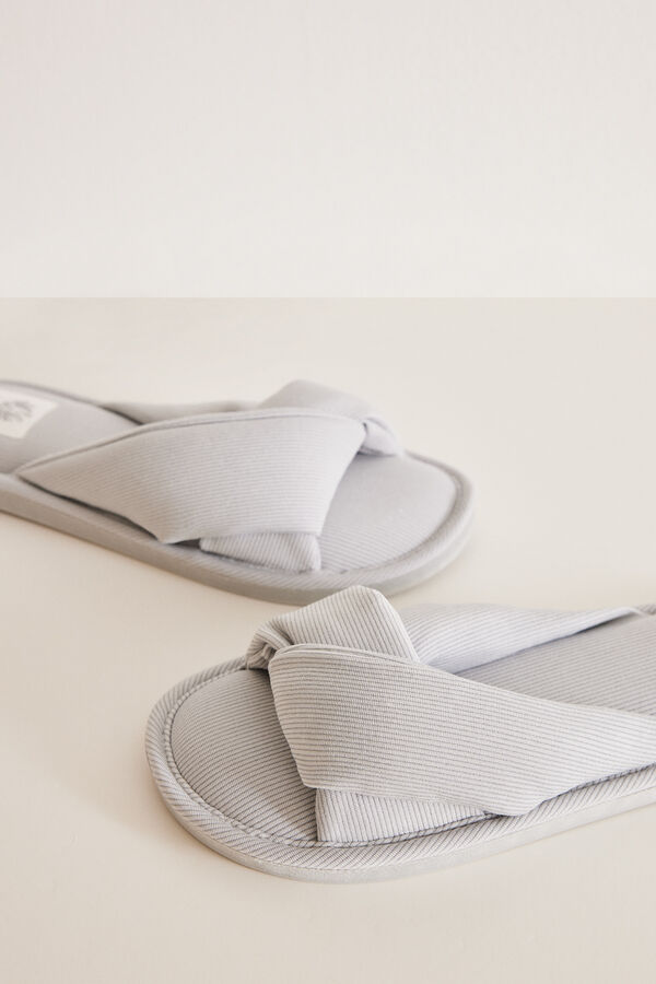 Womensecret Pantuflas abiertas casa gris rib gris