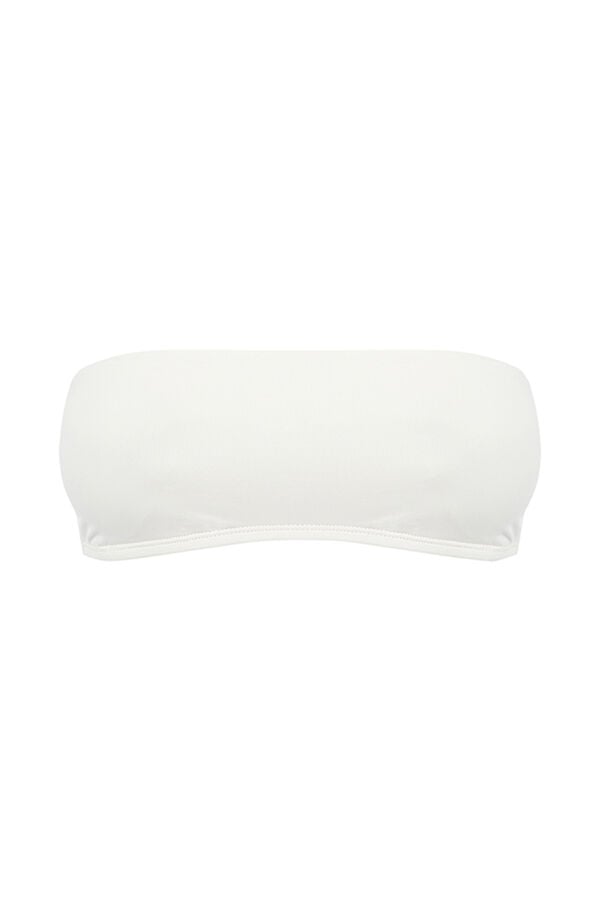 Womensecret Top bikini bandeau blanco marfil