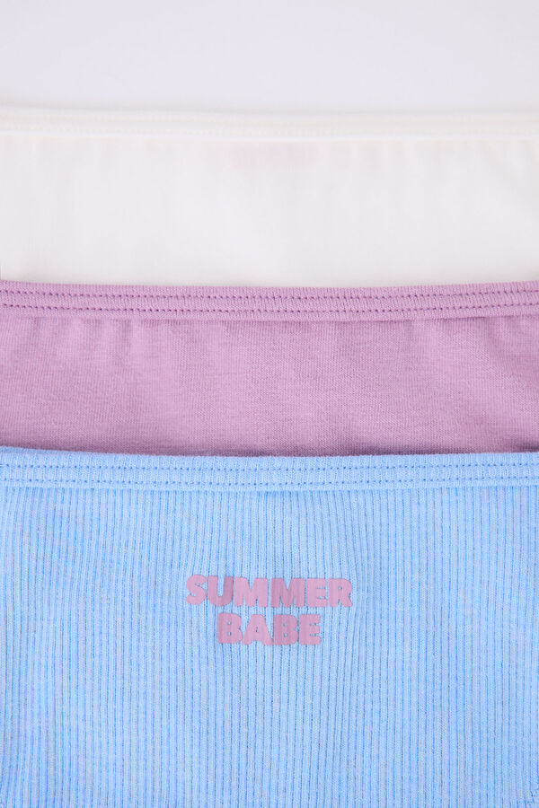 Womensecret Pack 3 bragas brasileñas blanco, azul, lila blanco