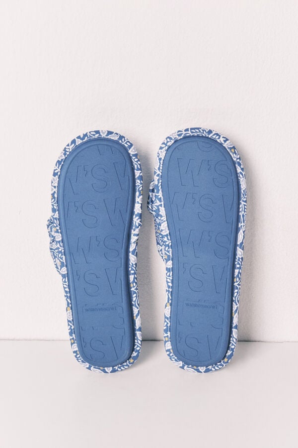 Women'secret Pack de viaje de zapatillas de casa azul estampado