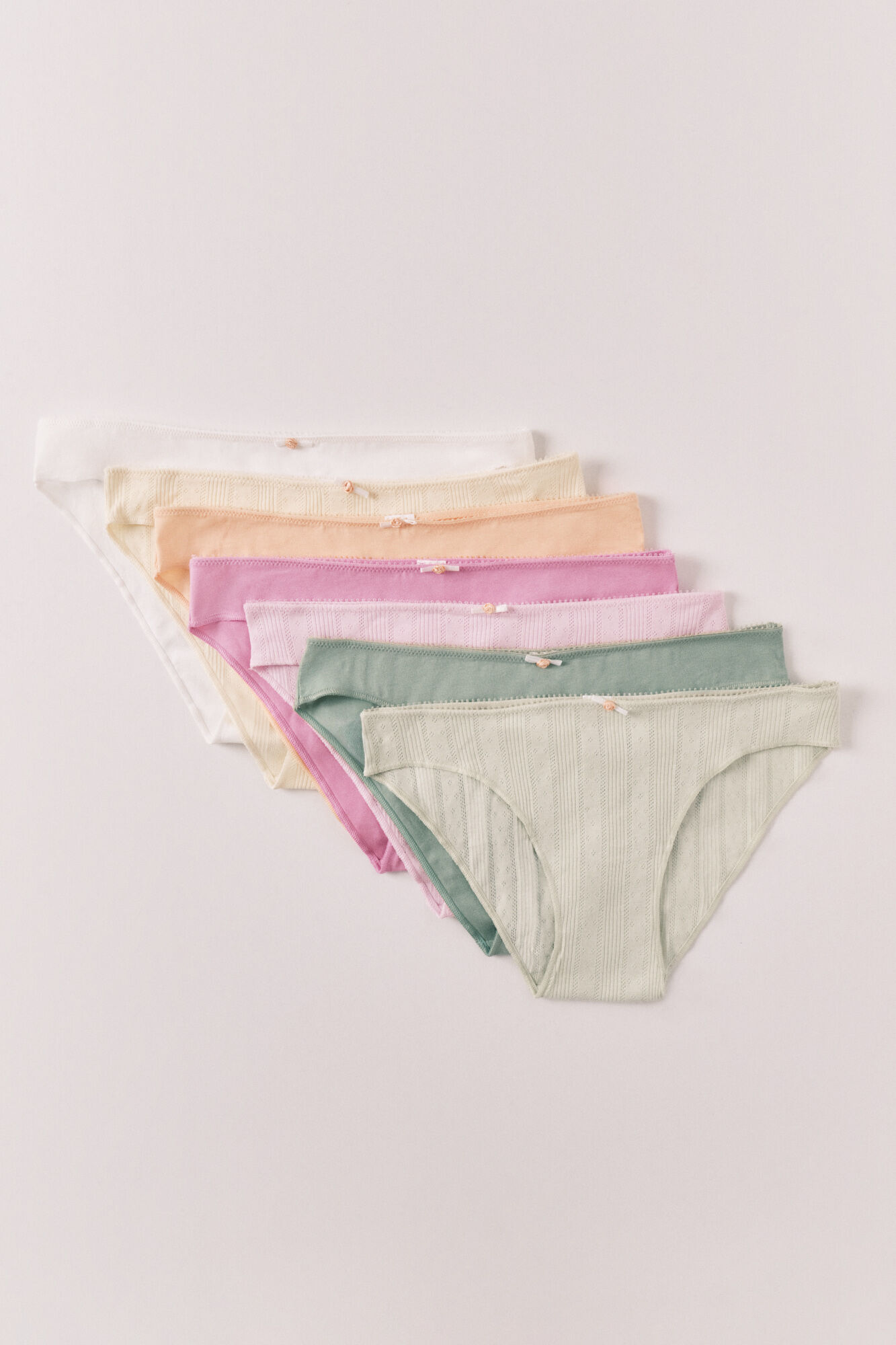 Women'secret Pack 7 panties cl&aacute;sicas de algod&oacute;n pointelle mix colores