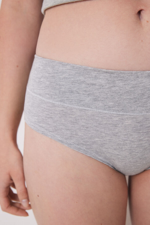 Womensecret Panty alto clásico algodón gris  gris