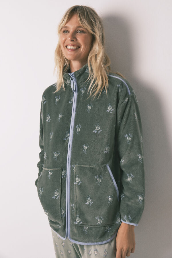 Women'secret Bata de forro polar floral estampado