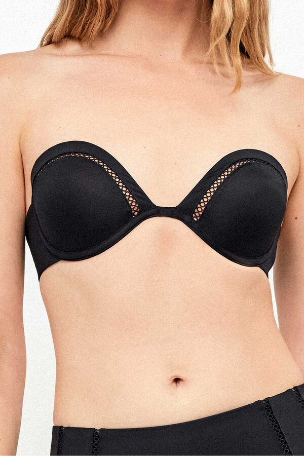 Gisela Top bikini bandeau escote pronunciado negro