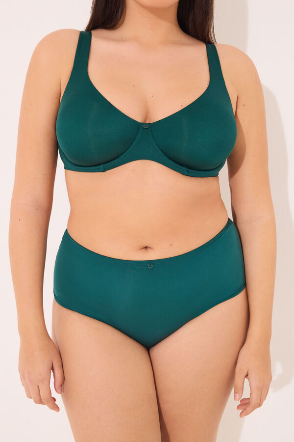 Womensecret Panty alta clásica de microfibra verde verde