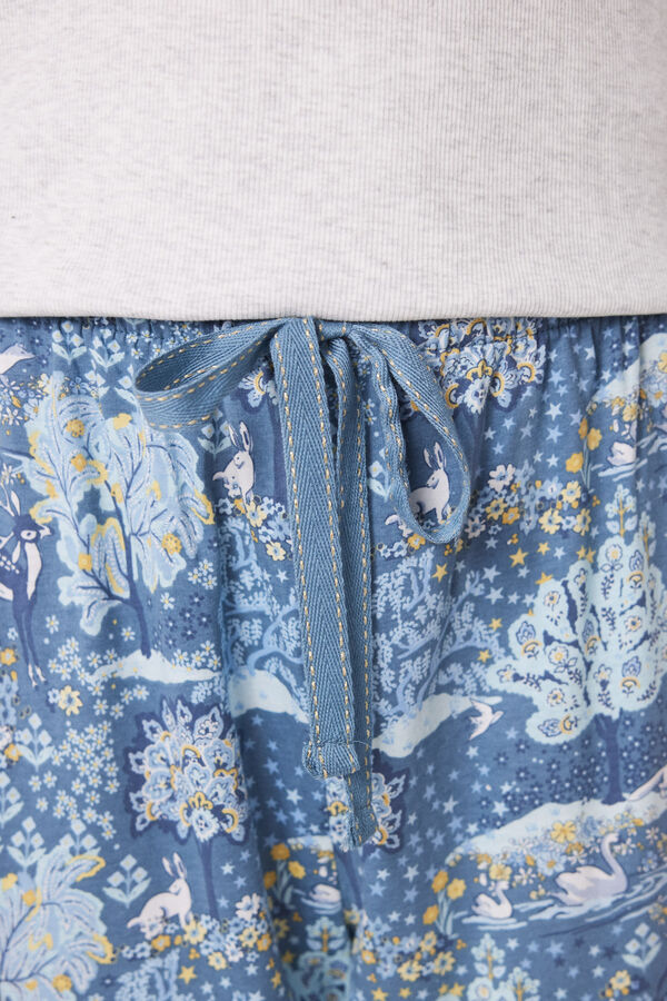 Womensecret Pijama larga algodón gris paisaje gris
