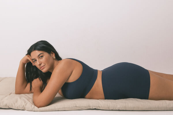 Women'secret LOVELY top sin costuras costuras de canalé azul oscuro azul