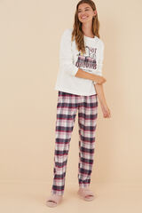 Womensecret Pijama 100% algodón Snoopy franela marfil