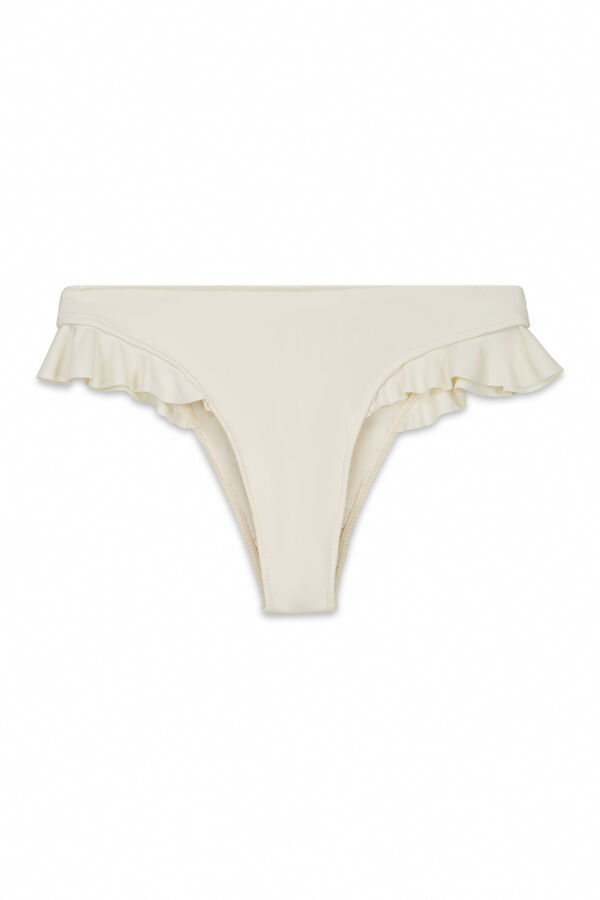 Women'secret Panty de bikini brasile&ntilde;o con volantes blanco marfil
