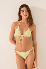 Womensecret Panty de bikini clásica con mini tiras y estampado floral amarillo estampado