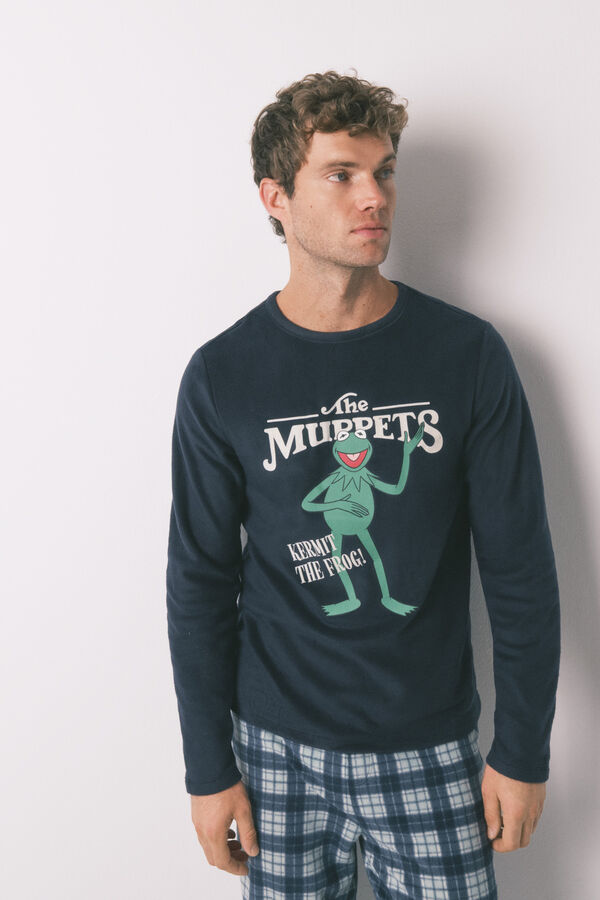 Women'secret Pijama larga de forro polar de los Muppet azules para hombre azul