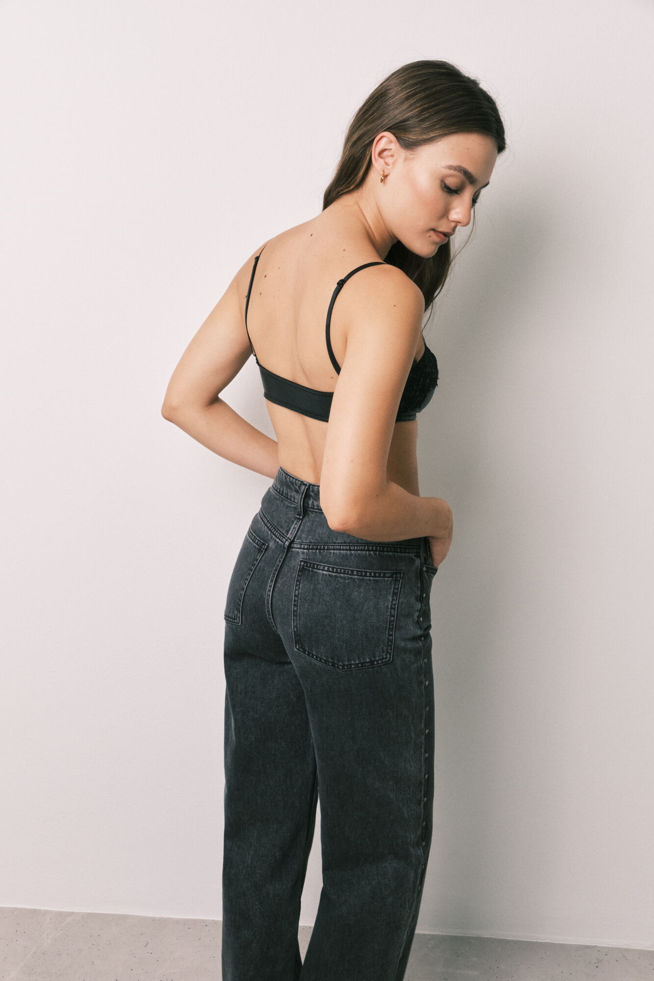 Women'secret Brasier top horizontal de encaje negro