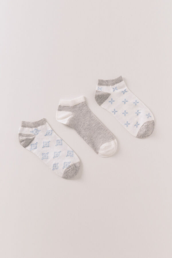 Womensecret Pack de 3 calcetines short con estampado mediterráneo estampado