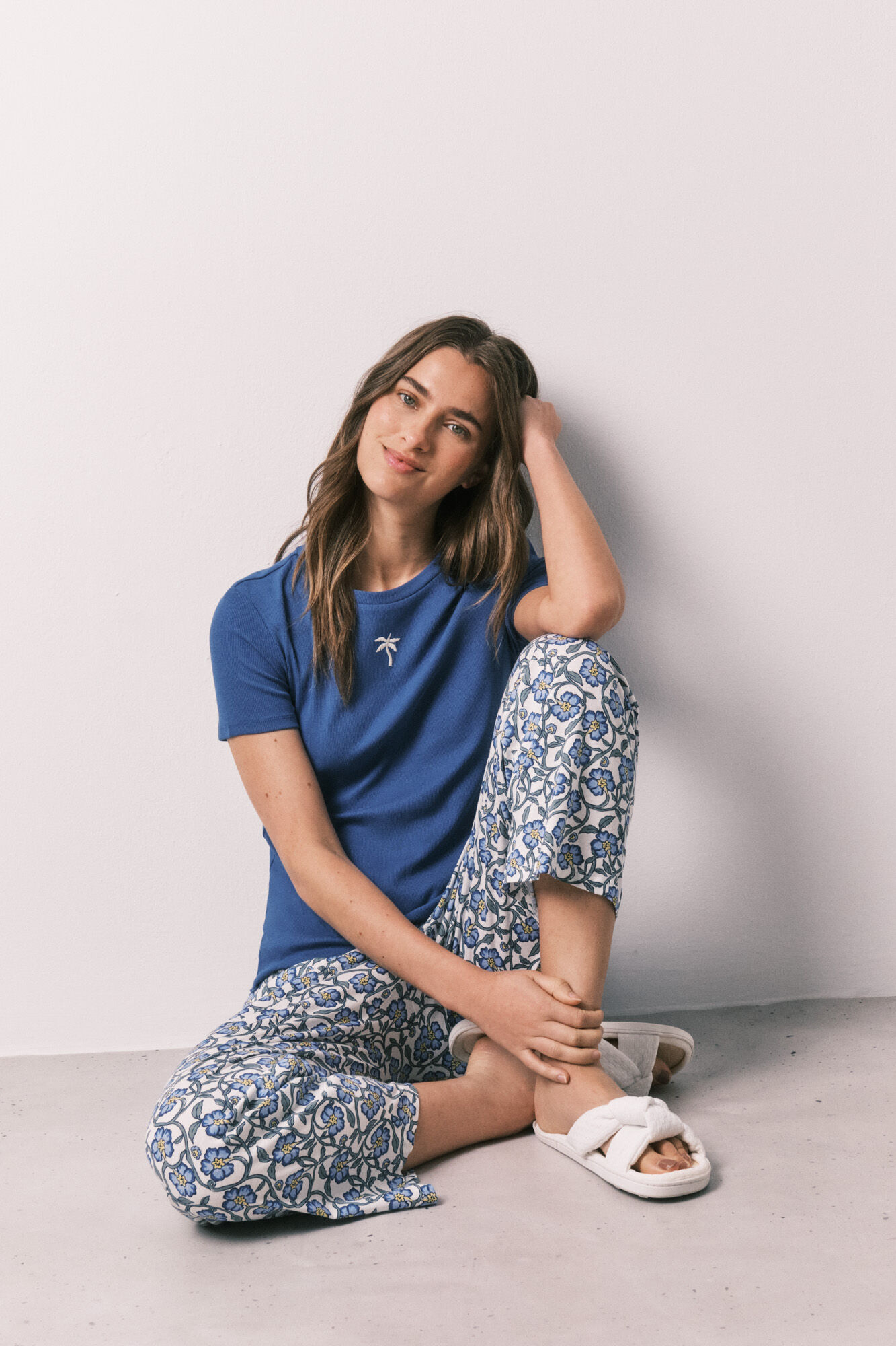 Women'secret Pijama capri de algod&oacute;n estampado azul
