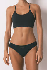 Women'secret Panty brasile&ntilde;o de lurex negra de corte limpio negro