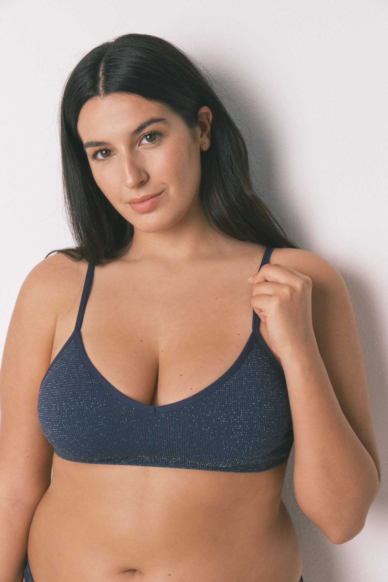 Women'secret Top de canal&eacute; sin costuras de lurex azul