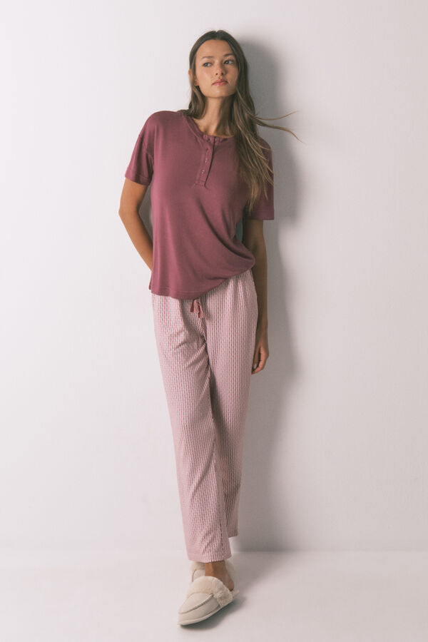 Women'secret Playera holgado de manga corta p&uacute;rpura