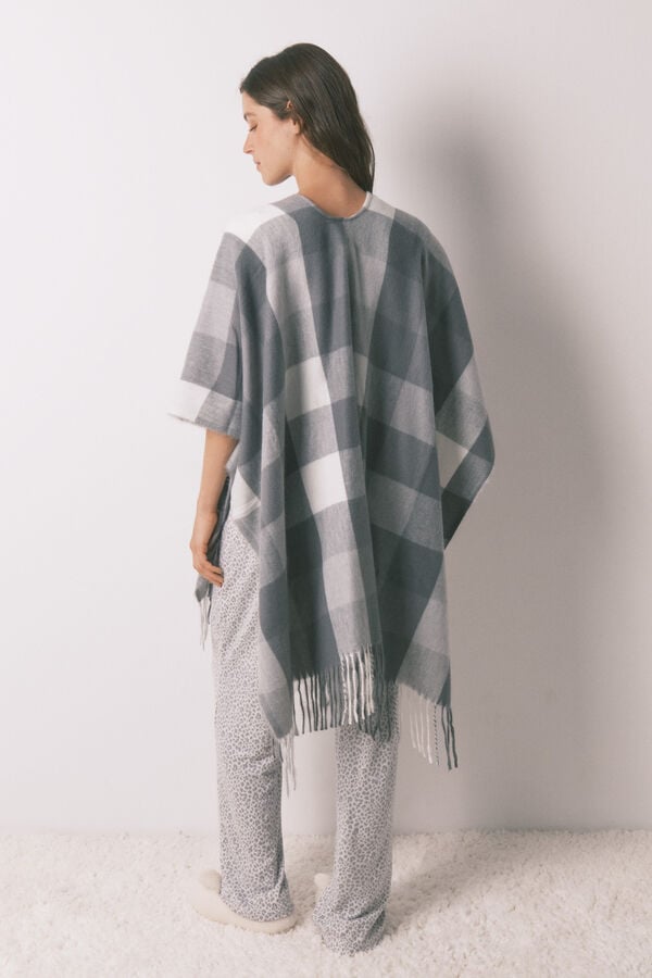 Women'secret Poncho gris con estampado étnico gris