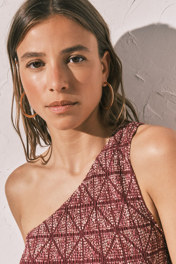 Women'secret Top asim&eacute;trico smock p&uacute;rpura