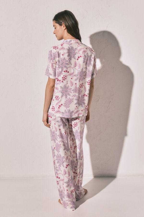 Women'secret Pijama larga camisera estampado flores blanco