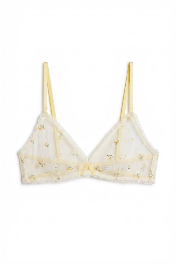Women'secret Brasier triangular blanco bordado flores NATURAL marfil