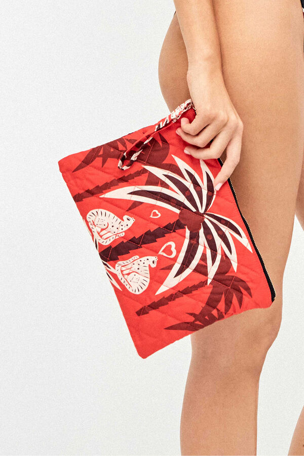 Gisela Neceser de mano estampado de playa blanco