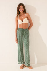 Womensecret Pantalón largo de viscosa con estampado geométrico estampado