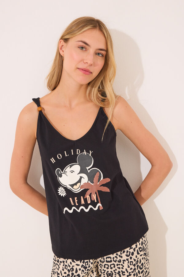 Womensecret Pijama con estampado animal de Mickey Mouse negro