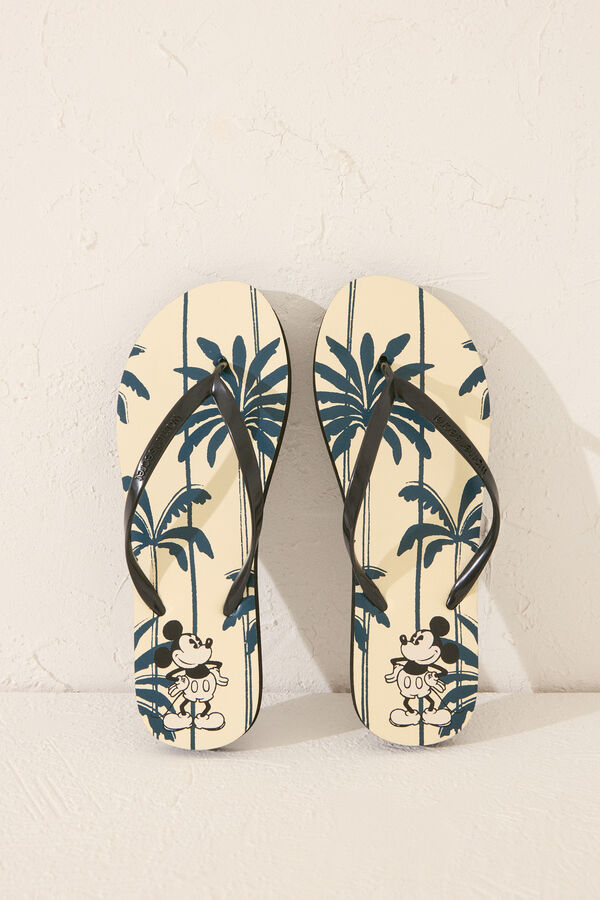 Womensecret Chanclas con estampado de Mickey Mouse blanco