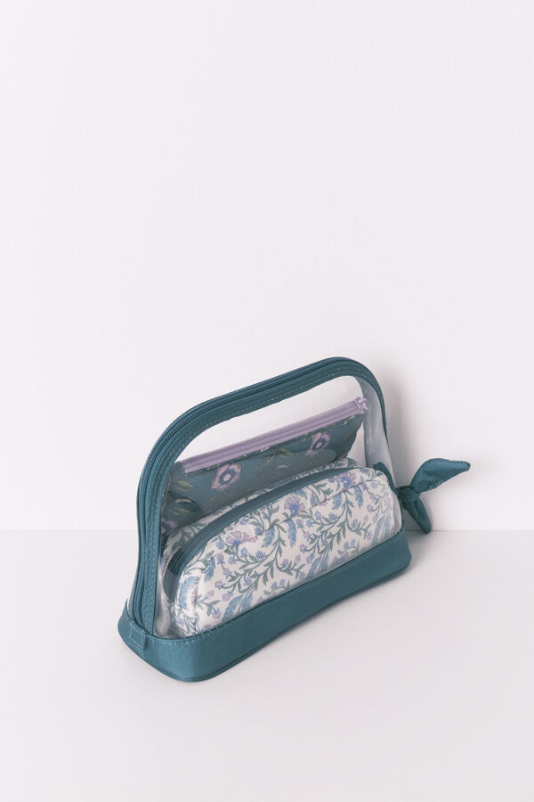 Women'secret Pack de 3 neceseres estampados en color verde estampado