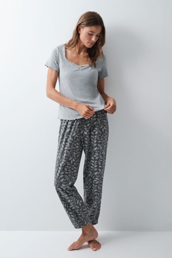 Women'secret Playera manga corta de algod&oacute;n gris gris