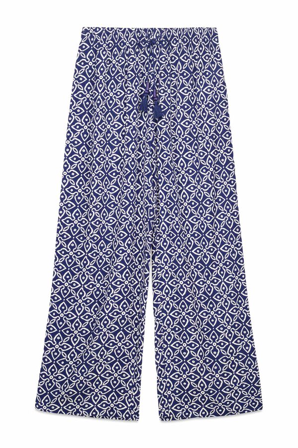 Womensecret Pantalón Capri con estampado de sellos estampado