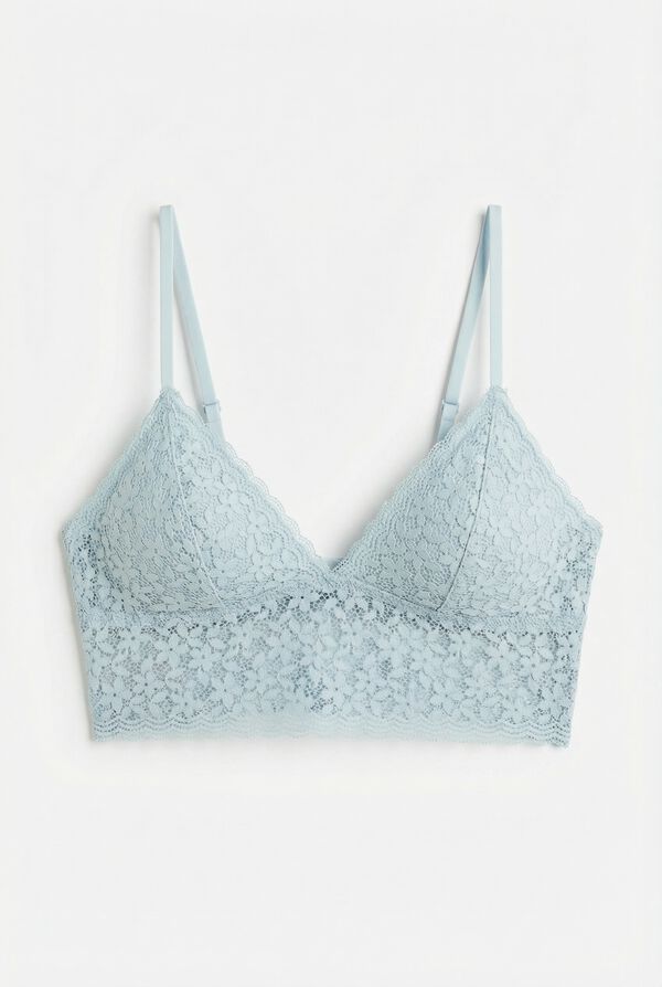 Women'secret Brasier bralette triangular de encaje azul azul