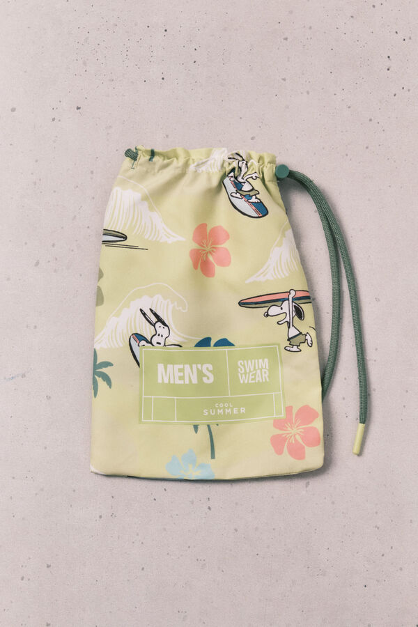 Women'secret Traje de ba&ntilde;o de hombre estampado tropical Snoopy verde