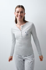 Women'secret Pijama larga de algod&oacute;n Snoopy de franela gris