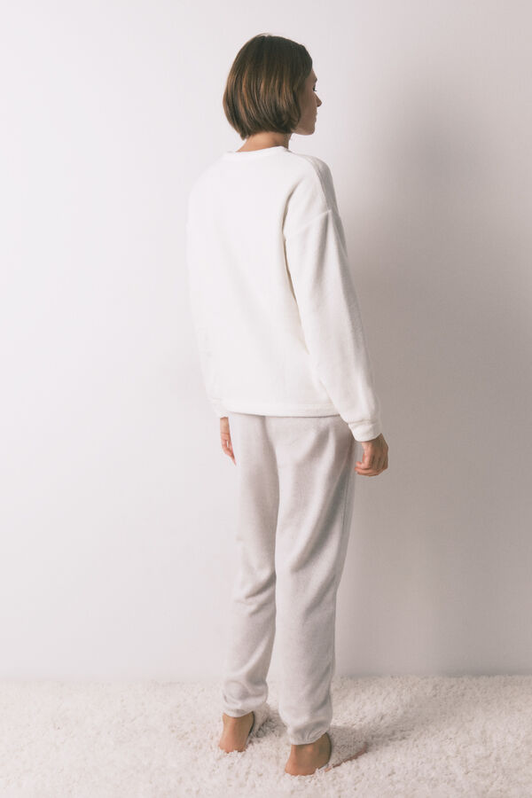 Women'secret Pijama larga polar suave estampado Pingu marfil