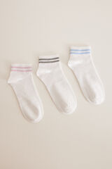 Womensecret Pack 3 calcetines cortos algodón blancos blanco