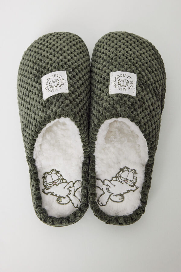 Womensecret Pantuflas para casa con textura de Garfield kaki