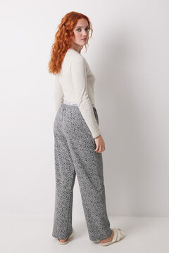 Womensecret Pantalón largo con estampado de flores verdes gris