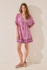 Womensecret Playera de dormir short de viscosa con estampado morado/lila estampado
