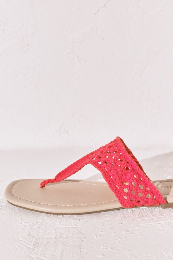 Women'secret Sandalias de crochet rojo coral