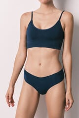 Women'secret Panty brasile&ntilde;o ancho fruncido azul azul