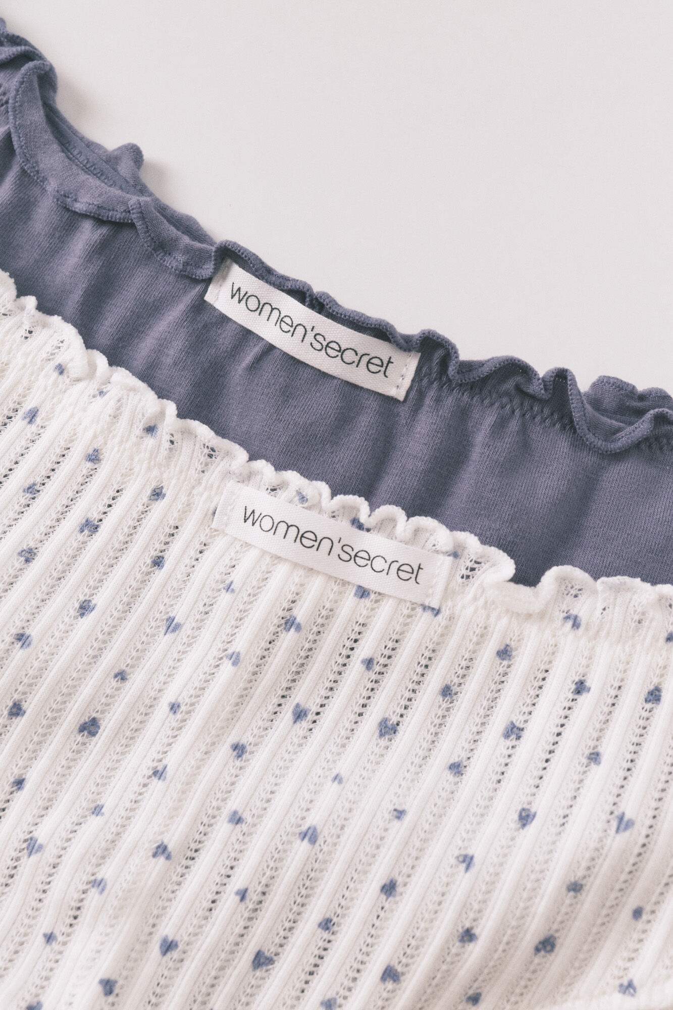 Women'secret Pack de 2 panties anchas de algod&oacute;n azul y estampado blanco