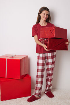 Womensecret Pijama 100% algodón cuadros Minnie rojo