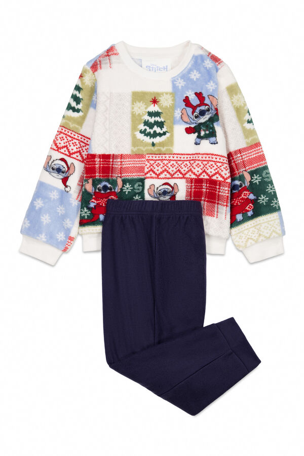 Women'secret Pijama infantil de tejido forro polar Stitch marfil