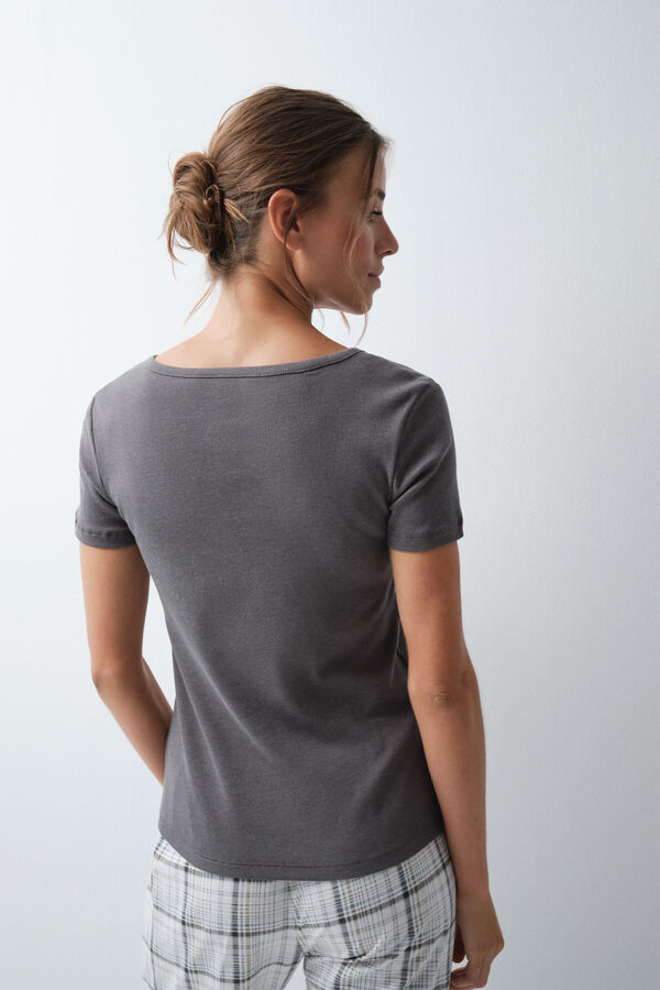 Women'secret Playera manga corta de algod&oacute;n gris gris
