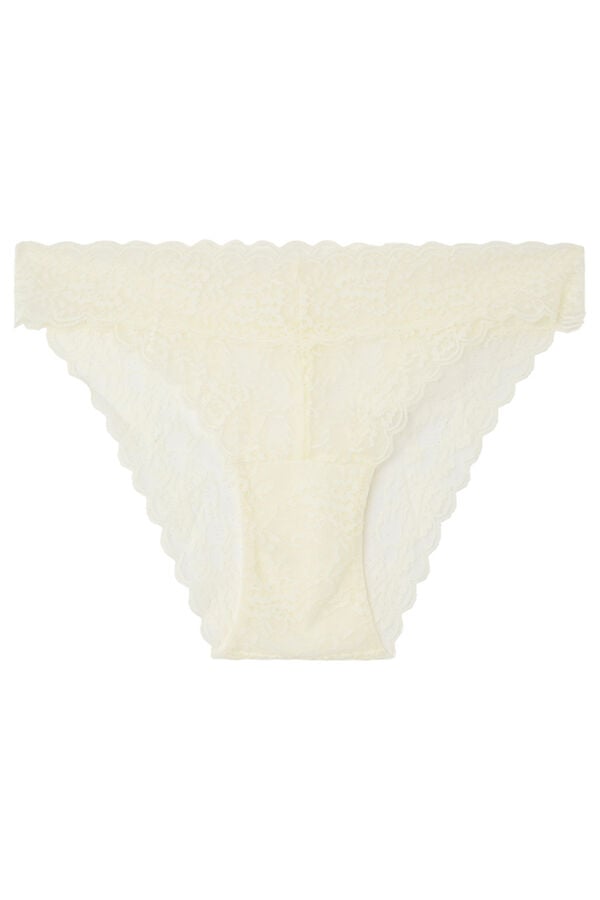 Womensecret Panty encaje beige marfil