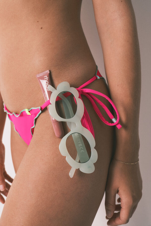 HI&BYE Panty de bikini brasile&ntilde;o con tiras rosa fucsia