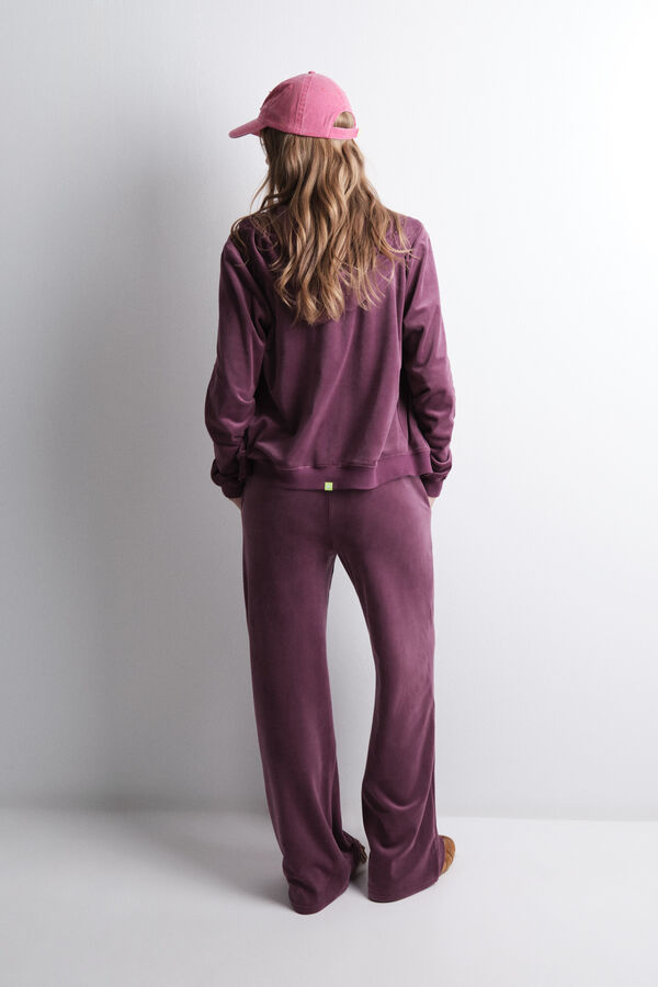 Womensecret Pantalón de terciopelo vino suave púrpura